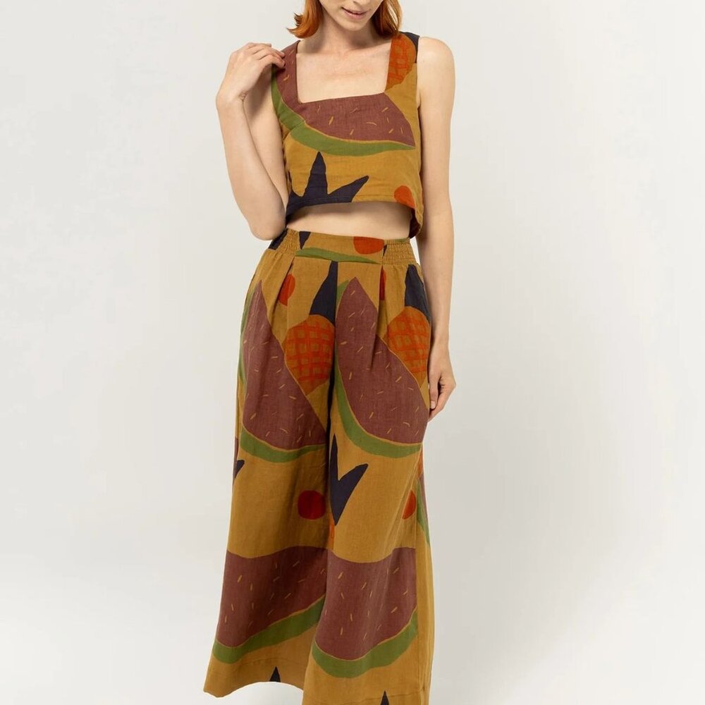 NWOT- BEL KAZAN ATLAS PANT HONEY MELON PRINT